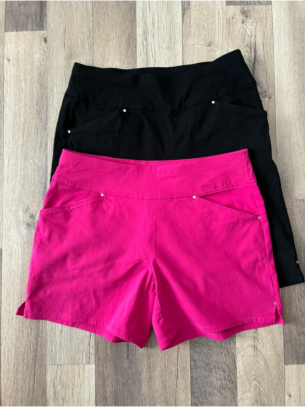 INC International Concepts High Waist Shorts - Fuchsia & Black